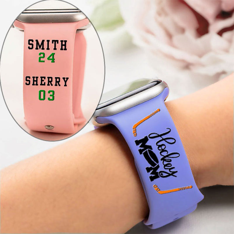 Custom Hockey Mom Gift With Player's Name & Number For Engraved Watchband