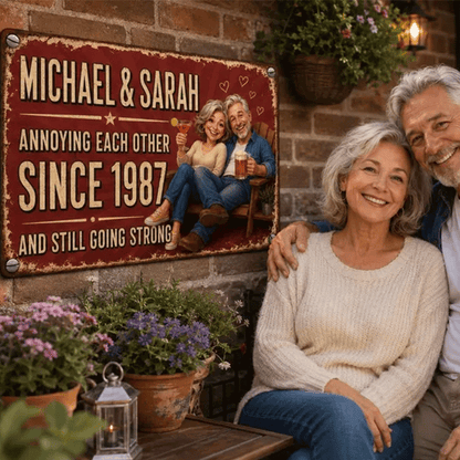 Personalized Couple Metal Sign, Custom Photo Anniversary Gift, Funny Marriage Gift