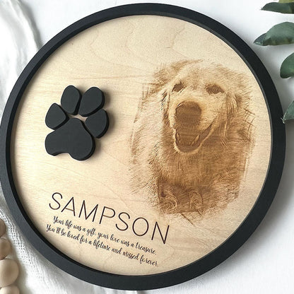 Custom Laser Engraved Pet Memorial Sign | 3D Paw Print | Gift for Pet Loss