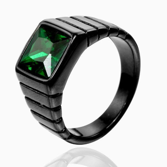 Handmade Mens Ring-Emerald Mens Ring