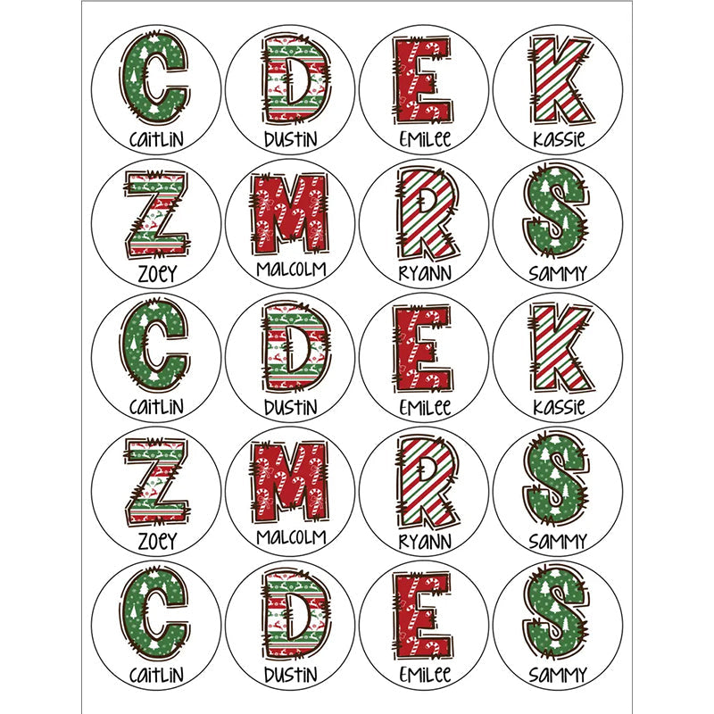 Personalized Round Name Stickers for Christmas Gifts