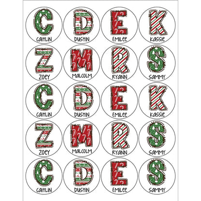 Personalized Round Name Stickers for Christmas Gifts