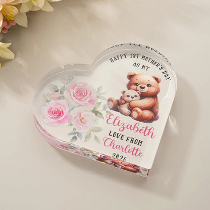 Personalized Happy 1st Mothers Day Cute Animal Heart-shape Acrylic
