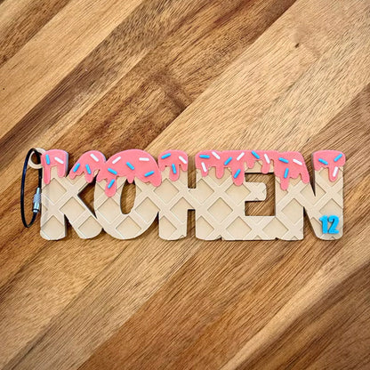Ice Cream Drip Personalized Name Bag Tag – Backpack or Sports Bag Tag