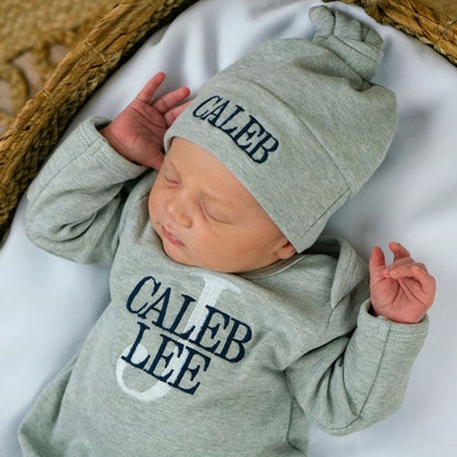 Baby Boy Coming Home Outfit, Newborn Boy Outfit, Print Monogrammed