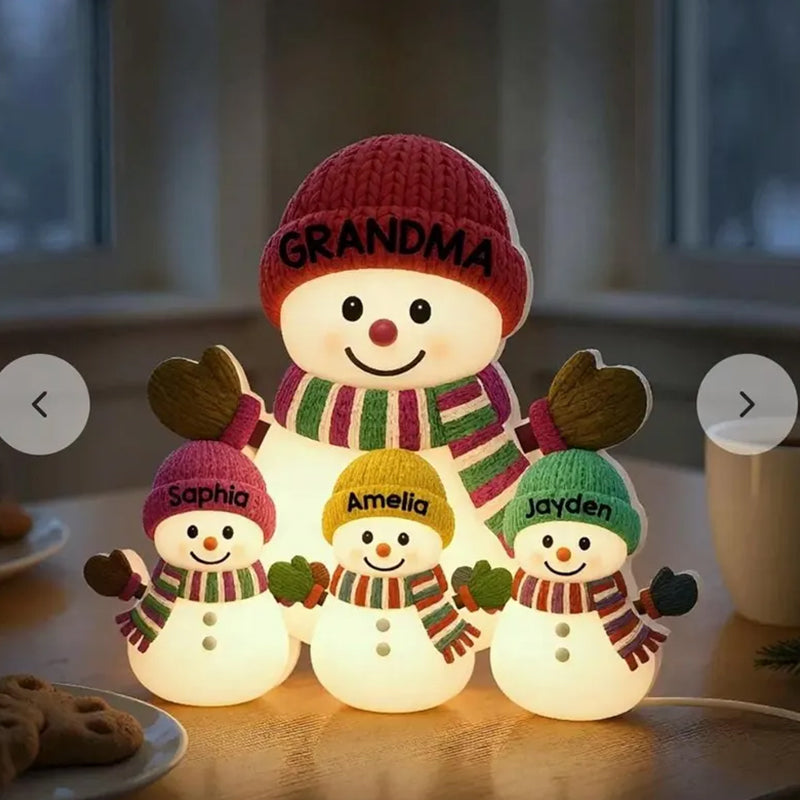 Christmas Grandma Grandkids Snowman Together Personalized LED Light Box
