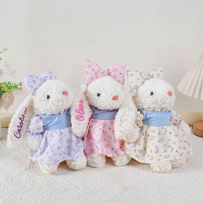 Personalized Easter Bow Bunny Doll Toy with Glitter Name
