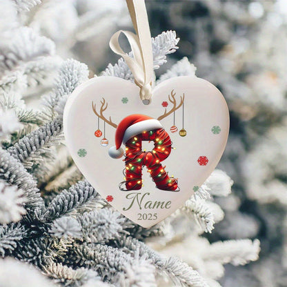 Personalized Christmas Initial Name Heart-Shaped Ornament