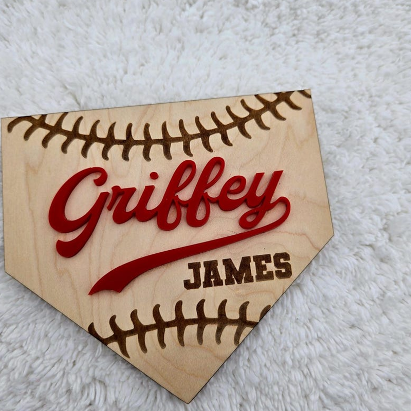 Baseball birth announcement sign newborn name sign baseball home plate birth stat hospital name sign