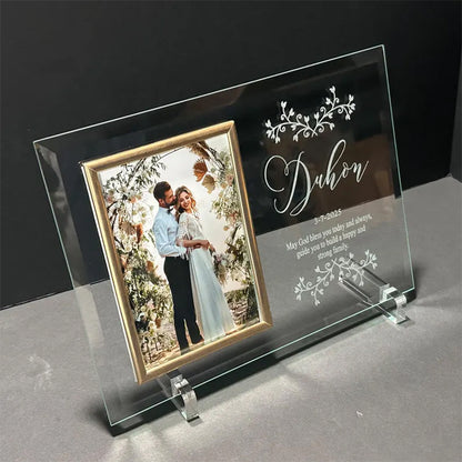 Engraved Wedding Frame, Glass Frame For Wedding Souvenirs