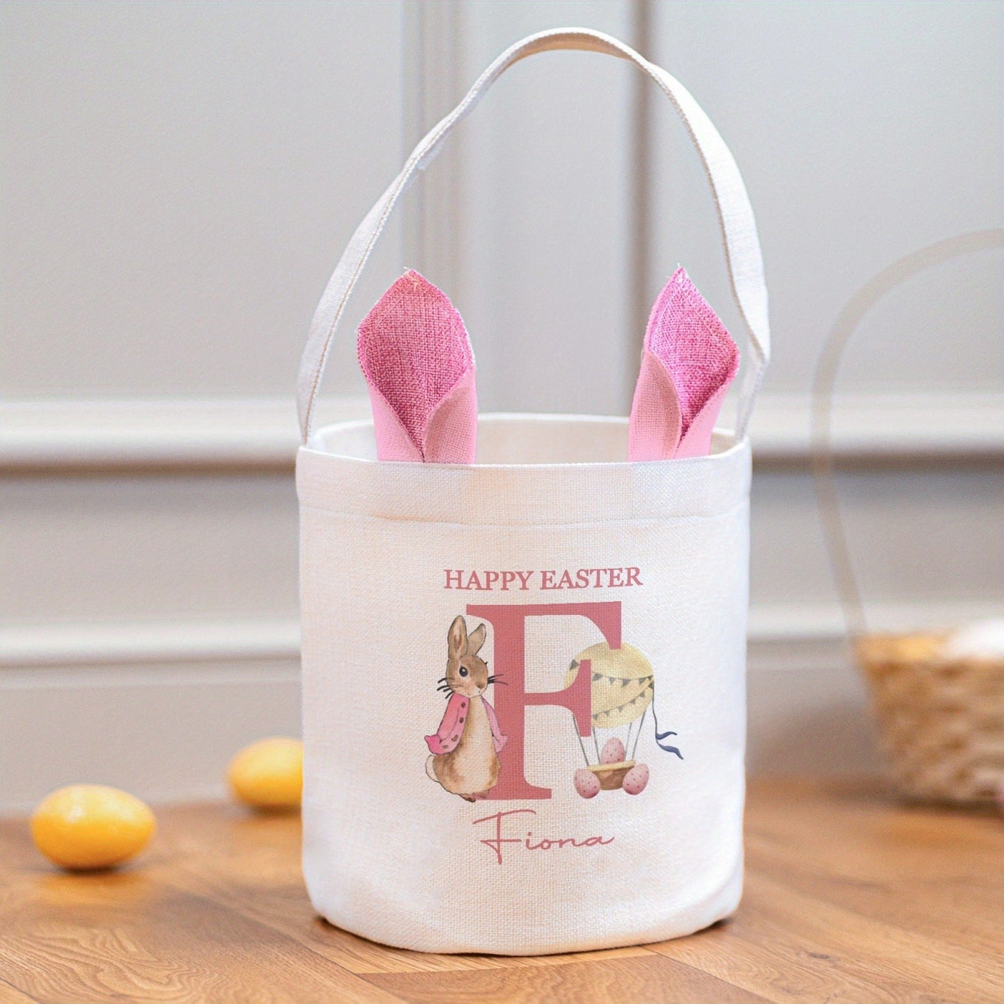 Personalized Easter Bunny Gift Bag with Custom Name Initials