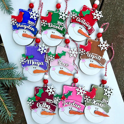 Personalized snowman, kid personalized ornament, Christmas stocking tag
