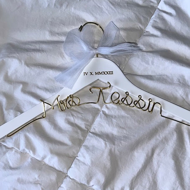 Wedding hanger with date name Bride hanger