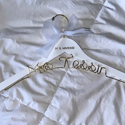 Wedding hanger with date name Bride hanger