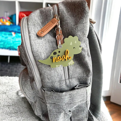 Dinosaur Backpack Tag, Acrylic Bag Tag, Diaper Bag Tag