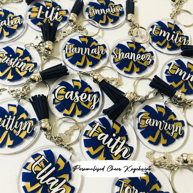 Personalized Cheer Keychains, Cheerleader Bag Tag, Cheer Team