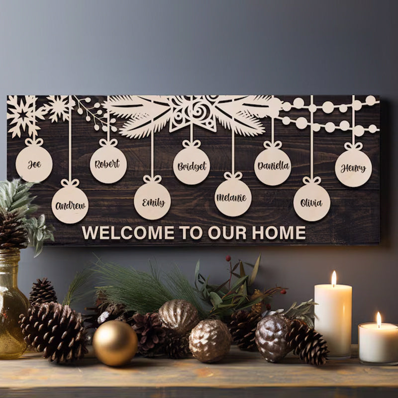 Family Christmas Decoration, Personalized Christmas Name Sign