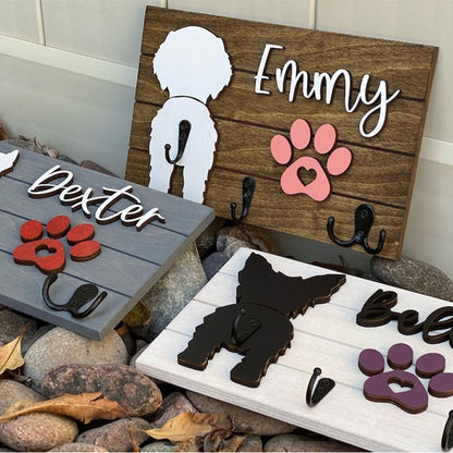 Custom Shiplap Dog Leash Holder, Personalized Leash holder