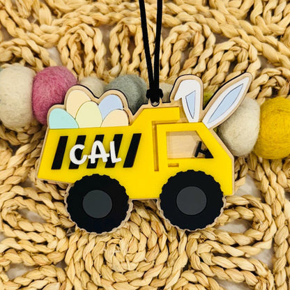 Bunny Ears Construction Trucks Name Tags | Easter Basket Tag