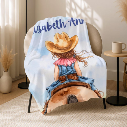 Personalized denim girl soft blanket