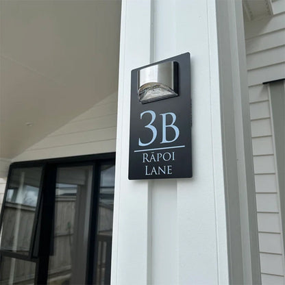 House Sign With Solar Light Door Number