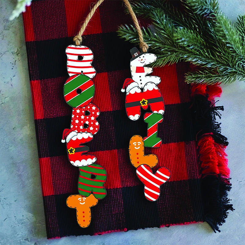 Text Christmas Gingerbread for Man & Snowman Hanging Pendant