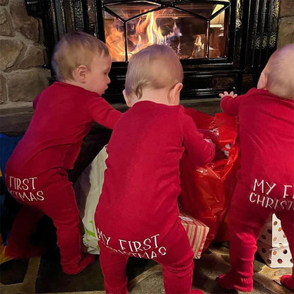 Personalized Baby First Christmas Cozy Soft Long Sleeve Romper