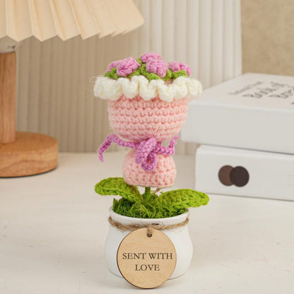 Personalized Gift for Mother ,Crochet Sunflower in Pot