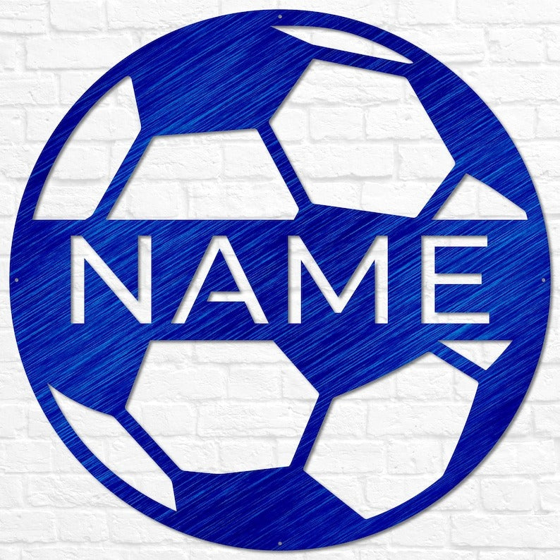 Personalized Soccer Ball Name Sign, Metal Wall Art, Soccer Name Sign
