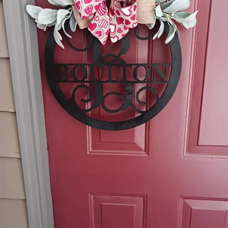 Last name door sign Initial Door Wreath Personalized front door