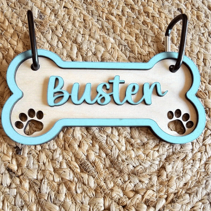 Customizable Dog Bone Sign - Personalized Pet Decor Gift with Paw Prints