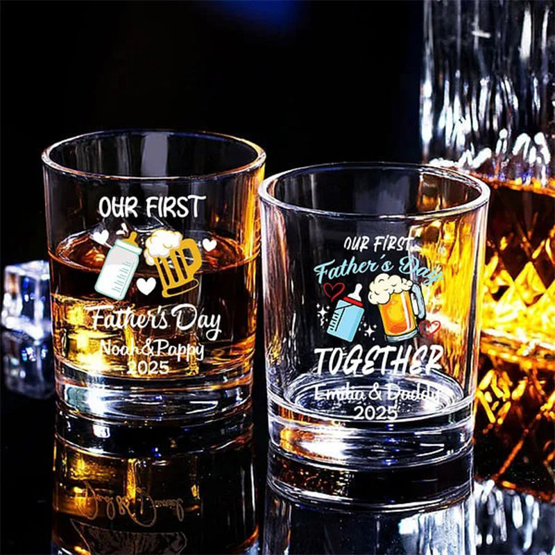 Personalized Cute Milk Bottle and Beer Mug Design 10 oz Whiskey Glass