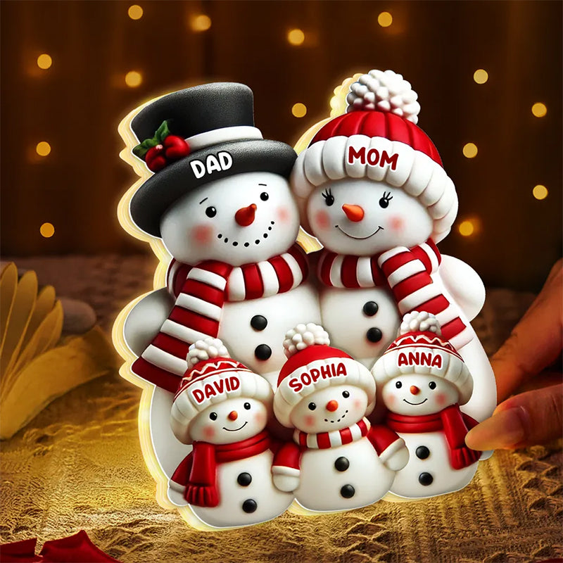 Personalized Snowman Family Christmas Light Box