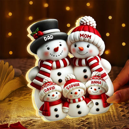 Personalized Snowman Family Christmas Light Box