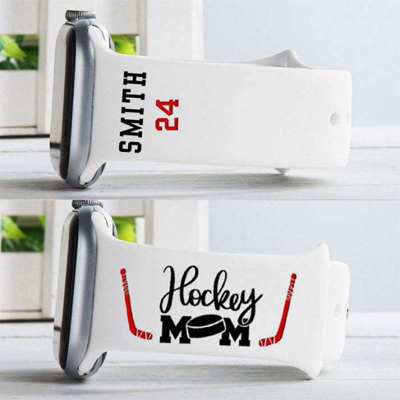 Custom Hockey Mom Gift With Player's Name & Number For Engraved Watchband