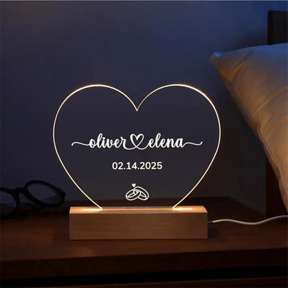 Custom Night Light as Valentines Day Gift, Heart Shape Personalized Night Light