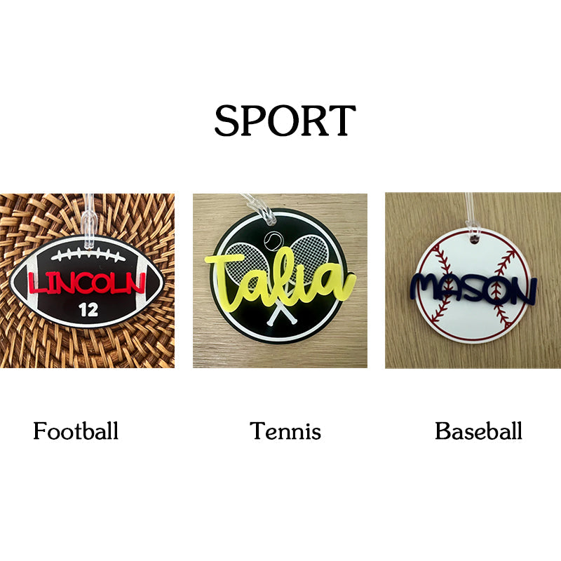 Personalized Name Tag Personalized Baseball Swimming Lacrosse Volleyball Hockey Soccer Dance Cheer Pom Tennis Football Hockey Track Pickleball Basketball Bag Tag