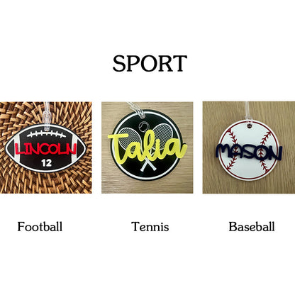 Personalized Name Tag Personalized Baseball Swimming Lacrosse Volleyball Hockey Soccer Dance Cheer Pom Tennis Football Hockey Track Pickleball Basketball Bag Tag