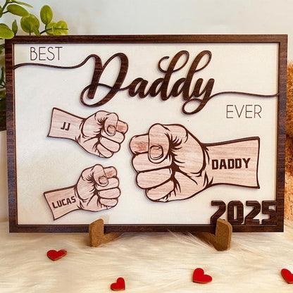 Personalized Fist Bump Dad and Kids Sign,  Dad Birthday Gift