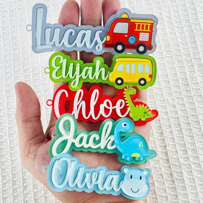Personalized Acrylic Name Tag: Backpack Keychain