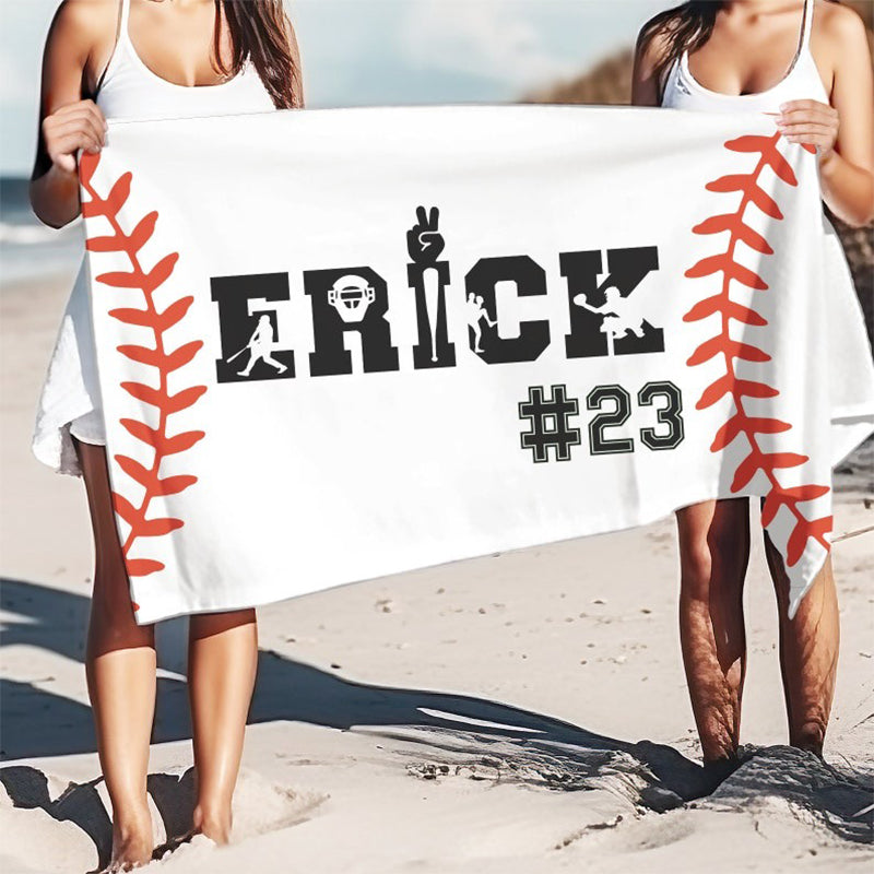 Personalized Baseball Beach Towel, Baseball Pool Towel