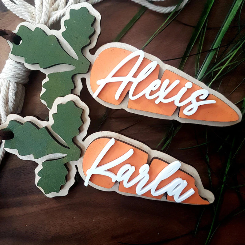 Personalized Easter Basket Tag | Custom Carrot Tag | Wooden Kids Name Tag