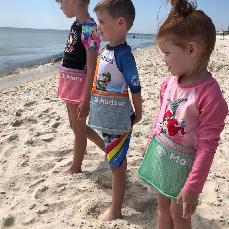 Personalized Seashell Zipper Mesh Back Pack Tote