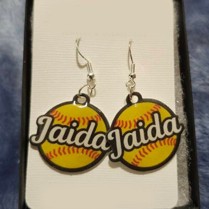 Personalized Softball Earrings | Gift for Softball Mom