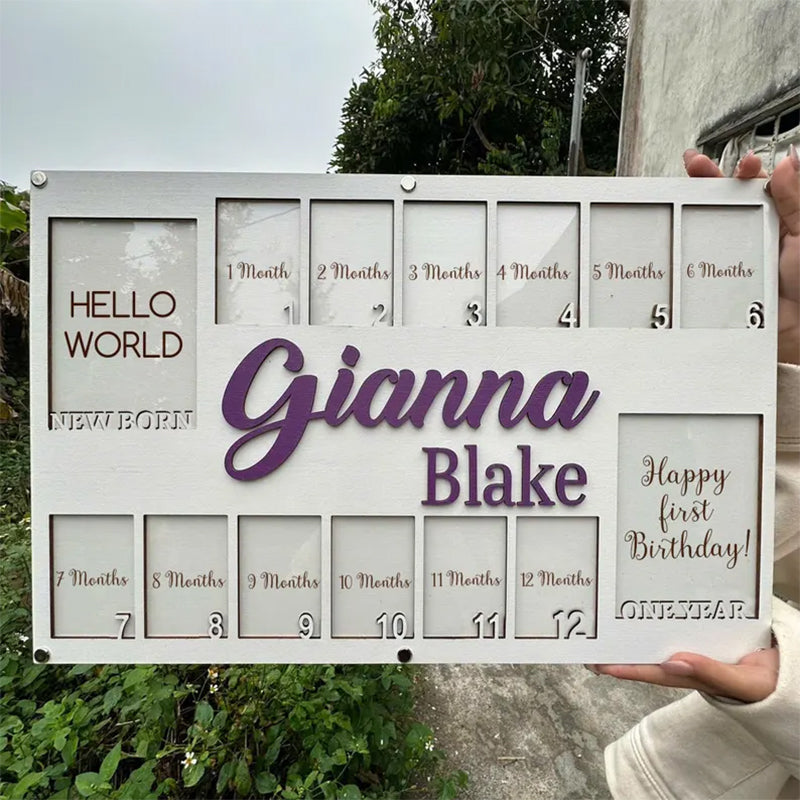 Personalized Baby First Year Picture Frame, Baby Picture Frame Graduation Gift