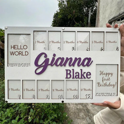 Personalized Baby First Year Picture Frame, Baby Picture Frame Graduation Gift