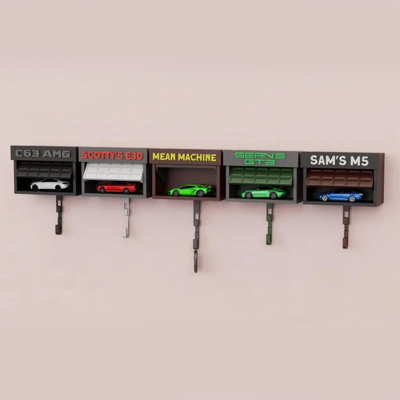 Mini Garage Key Holder: Toy Car Display with Hidden Compartment