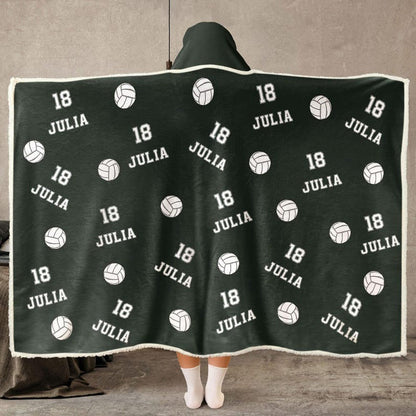 Personalized Football Wearable Hooded Blanket