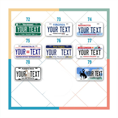Custom Mini state License Plates | All 50 Sates | 4x2 - 6x3