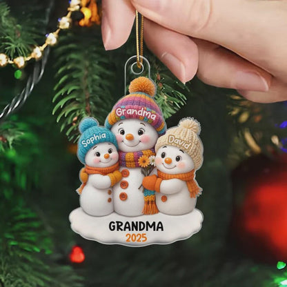 Personalized Snowman Grandma & Grandkids Ornament